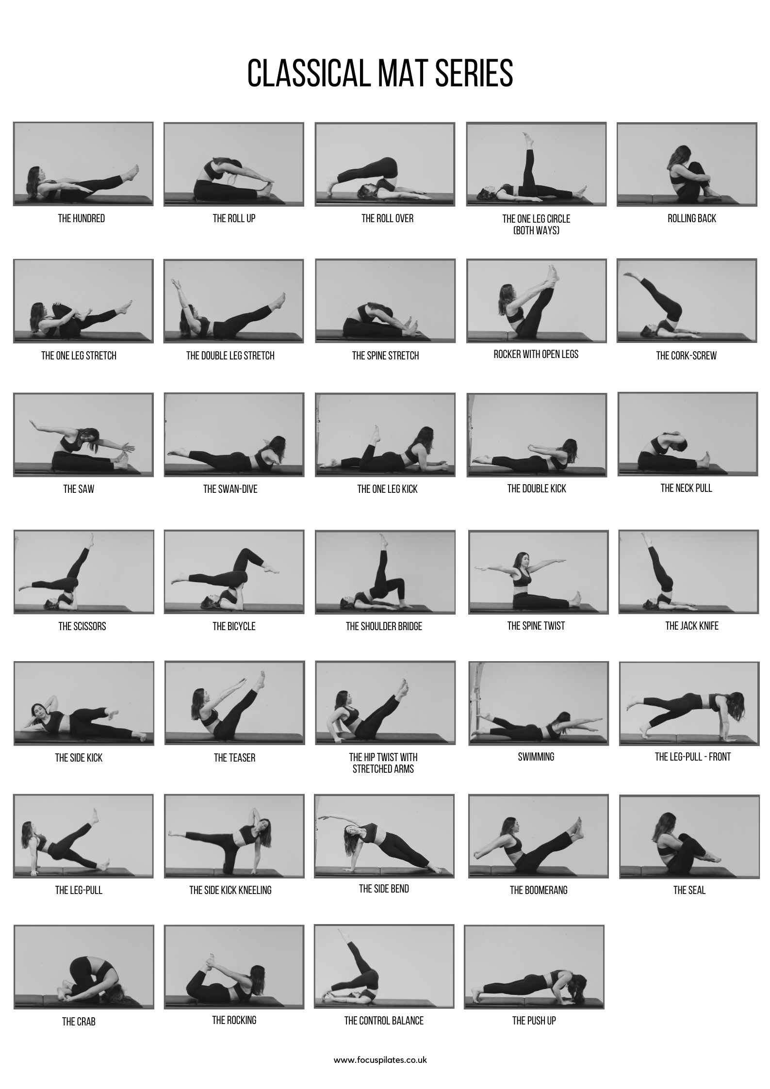 Classical Mat Order Printable Poster | Pilates Equipment FocusPilates